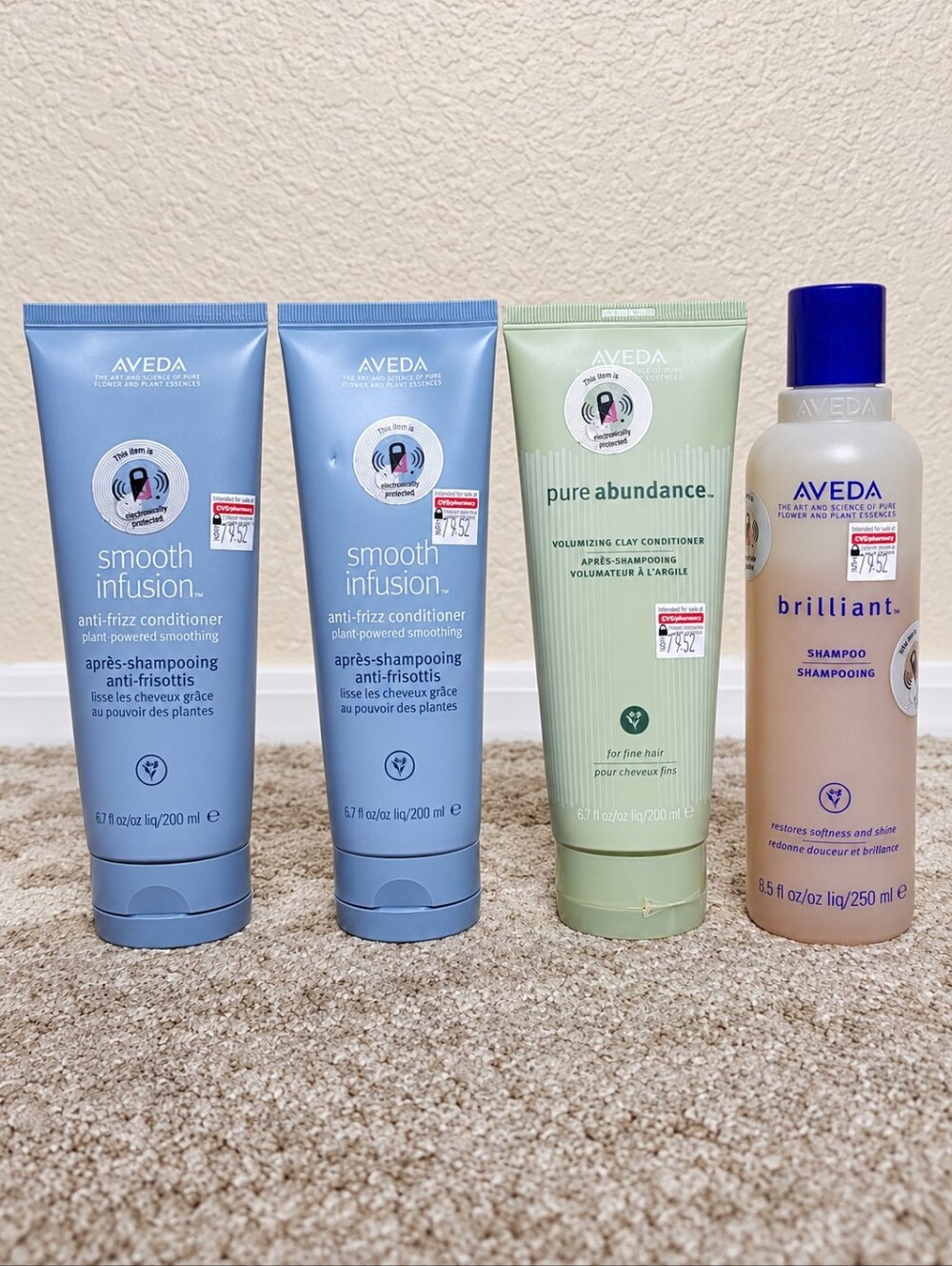 Aveda Hair Care Lot of 4 Smooth Infusion Pure Abundance Brilliant